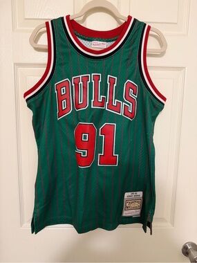 Chicago Bulls #91 Green Retro Basketball Jersey